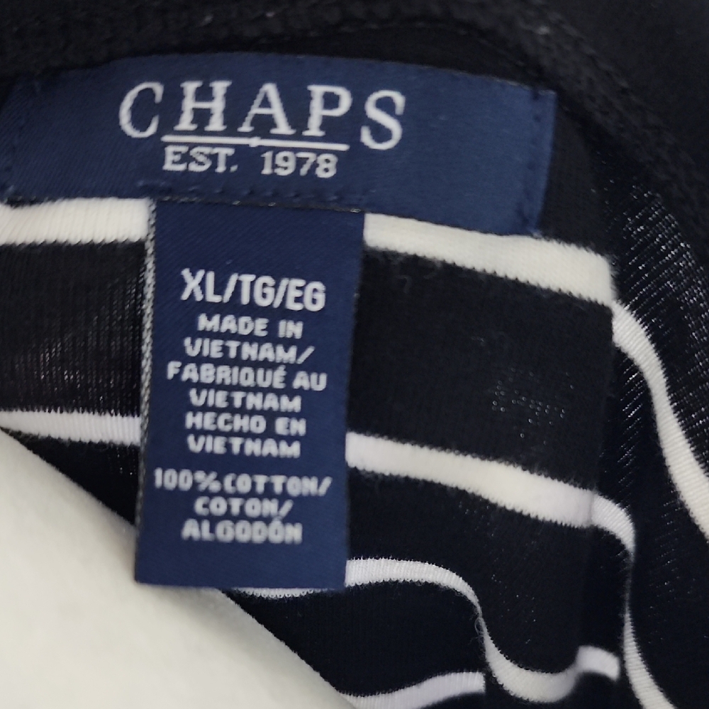 Chaps Black and White Striped Long Sleeve Tee - Picture 2 of 7